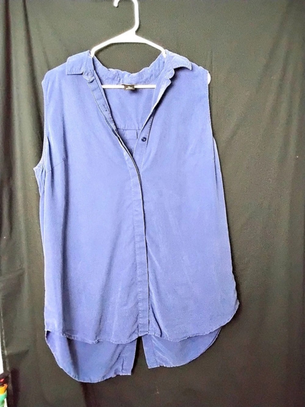 Investments Sleeveless Button Front Top Blue XL
